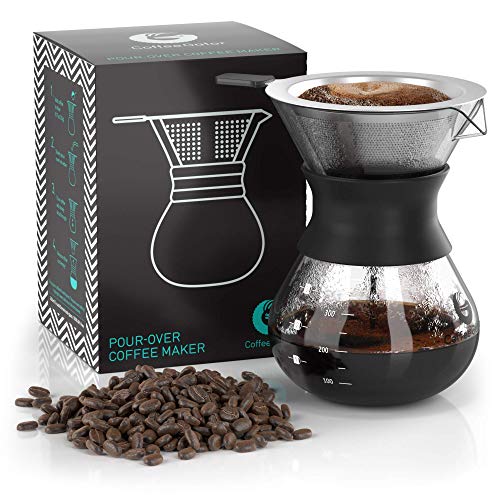 Coffee Gator Pour Over Kaffeebrüher – Mehr Geschmack mit einem papierlosen Edelstahlfilter und Einer Glaskaraffe – Manueller Drip Kaffeebereiter – 300 ml Coffee Gator Pour Over Kaffeebrüher – Mehr Geschmack mit einem papierlosen Edelstahlfilter und Einer Glaskaraffe – Manueller Drip Kaffeebereiter – 300 ml von Coffee Gator