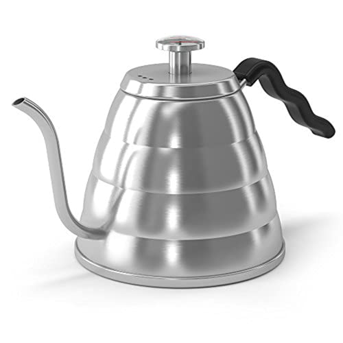 Coffee Gator Schwanenhals-Wasserkocher mit Thermometer, 1,2 l Edelstahl, Herdplatte, Premium-Wasserkocher für Tee und Kaffee mit Präzisions-Tropfauslauf, 5 Tassen von Coffee Gator