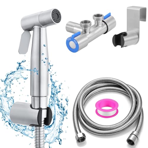 Coffee Life Plus Handbrause Bad Bidet für,hand shower toilet,bidet handbrause,mit G1/2" Ventil Toilette Adapte Waschen Edelstahl Duschkopf Windel Dusche Tierbad Wasserspar Wand waschen von Coffee Life Plus