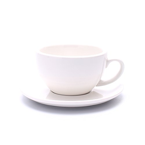 Coffeezone Porzellan-Kaffeetasse und Untertasse, klein, Cappuccino und Doppel-Espresso, feines Porzellan, für Café und Barista, glänzend, Weiß, 142 ml von Coffeezone