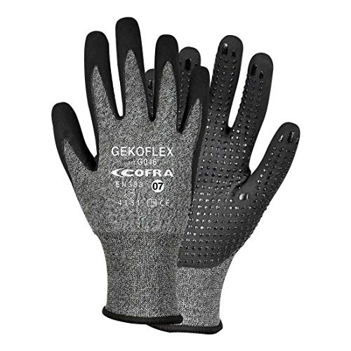 Cofra Profi Arbeitshandschuhe aus Nitril und PU mit Noppen Handschuhe Sicherheitshandschuhe Nitrilhandschuhe Noppenhandschuhe Schutzhandschuhe Gekoflex 7-11 (10) von Cofra