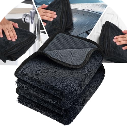 Cofvetia Saugstarkes Trockentuch 500g/m² - 40x60 cm(2Pcs), Super Saugfähig, Microfasertuch In Grau - Auto Trockentücher, Microfibre Car Cleaning Cloth von Cofvetia
