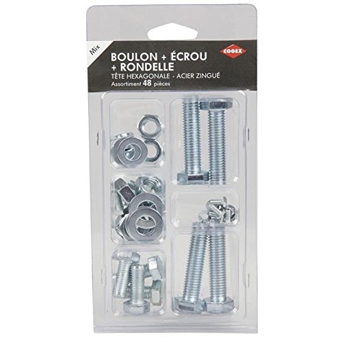 Cogex 85213 Bolzen mit Überwurfmutter,/Unterlegscheibe, grau, 48-teiliges Set von Cogex