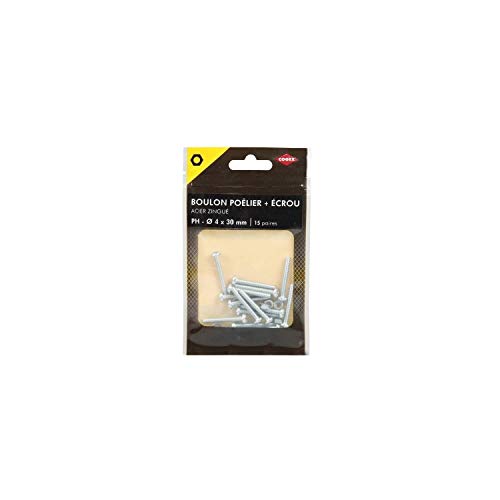 Cogex 85215 Bolzen mit Überwurfmutter, grau, 4 x 30 mm, 15-teiliges Set von Cogex