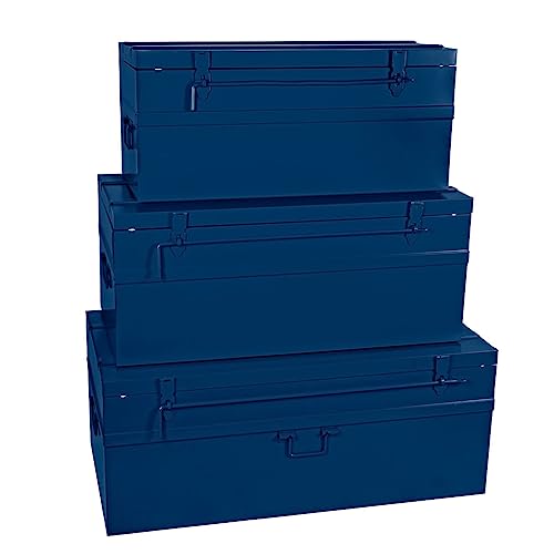 Cogex - Metallkoffer – 3 Stück – Vorhängeschloss – Farbe: Blau – 1 Koffer 700 x 330 x 310 mm + 1 Koffer 100 l 800 x 390 x 340 mm + 1 Koffer 150 Liter 900 x 450 x 370 mm von Cogex