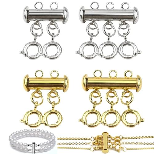 4 Stück Geschichtete Armbänder Halskettenverbinder Silber Gold Ketten Layering Verschluss 2/3 Stränge Ketten Layering Verschluss für Geschichtete Halsketten Armbänder Schmuckherstellung 4 Stück Geschichtete Armbänder Halskettenverbinder Silber Gold Ketten Layering Verschluss 2/3 Stränge Ketten Layering Verschluss für Geschichtete Halsketten Armbänder Schmuckherstellung von Cohentbliss
