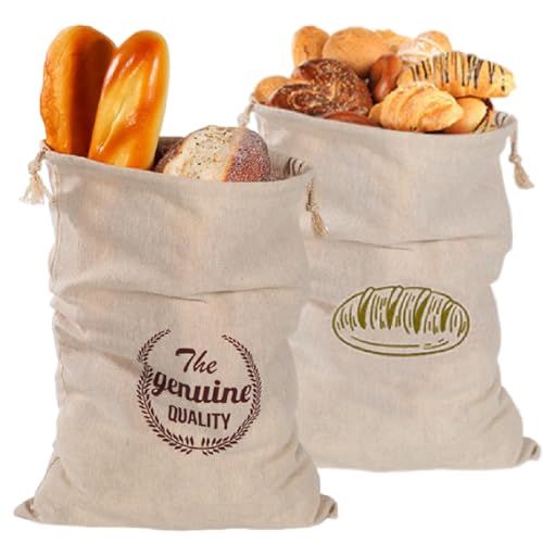 2 Stück Brotbeutel Leinen 30 x 40cm Brotsack mit Kordelzug Wiederverwendbarer Leinenbeutel für Brot Waschbarer Brotsack Leinen Brotbeutel aufbewahrung frischhalten Obst und Gemüsebeutel von Cohentbliss