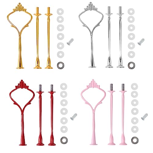 Cohentbliss 4 Stücke 3 Etage Stangen Set Metallstangen Etageren Stangen Set Etagere bausatz Etagere Stangen Set 3 Etagen Metallstangen Wiederverwendbar für Geburtstag Party Hochzeit Picknick von Cohentbliss