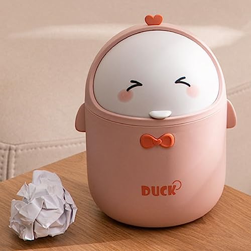 Cohentbliss Mini Mülleimer Niedlich Mini Desktop-Mülleime Cartoon Tischmülleimer mit Deckel Tischmülleimer mit Deckel,für Bad, Küche, Büro, Wohnzimmer (Rosa) von Cohentbliss