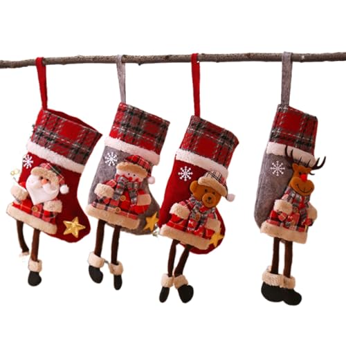 Cohentbliss Weihnachtsstrumpf Set, Christmas Stockings, Nikolausstrumpf 4er Set, Weihnachtssocken zum Aufhängen, Weihnachtsstrümpfe zum Befüllen, für Weihnachten Familienparty Dekoration, Rot Cohentbliss Weihnachtsstrumpf Set, Christmas Stockings, Nikolausstrumpf 4er Set, Weihnachtssocken zum Aufhängen, Weihnachtsstrümpfe zum Befüllen, für Weihnachten Familienparty Dekoration, Rot von Cohentbliss