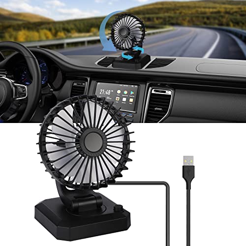 Coikes Auto Ventilator 5V Auto Kühlventilator für Armaturenbrett Tragbar Mini Ventilator 360 Grad Drehung Auto Kfz Ventilator USB Laden Multifunktional Kühlluftventilator für Auto, SUV, Büro, Camping von Coikes