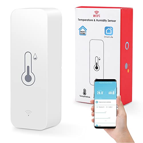 Coikes Smart Wlan Temperatur Hygrometer, Alexa Wlan Thermometer Hygrometer Innen, Smart Wifi Temperatur Feuchtigkeitssensor Smarte Arbeit Mit App Tuya Smart Life App (1) von Coikes