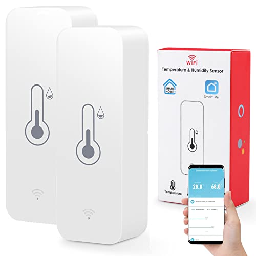 Coikes Smart Wlan Temperatur Hygrometer, Alexa Wlan Thermometer Hygrometer Innen, Smart Wifi Temperatur Feuchtigkeitssensor Smarte Arbeit Mit App Tuya Smart Life App (2) von Coikes