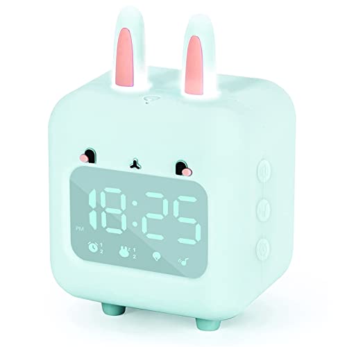 Coikes Kinderwecker, Kaninchen-Digitaluhr mit Nachtlicht, Timer & Snoozing-Schlaftrainer, Nachttischuhr, USB-wiederaufladbar, Wake Up Light für Mädchen Jungen Schlafzimmer Schule Geschenk von Coikes