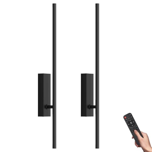 Coinmit 2 Stück LED Wandleuchte mit Fernbedienung Schwarz - 60CM, 18W 330° Schwenkbar, 3000K-6000K, mit Dimm- und Timing-Funktionen, für Wohnzimmer, Schlafzimmer, Flur, Küche von Coinmit