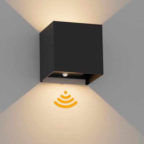 Coinmit LED Wandleuchte mit Bewegungssensor, 3000K Wiederaufladbare Wandlampe, 5500mAh Akku Wandleuchte für Innenräume, Wohnzimmer, Treppenhäuser, usw. Schwarz von Coinmit