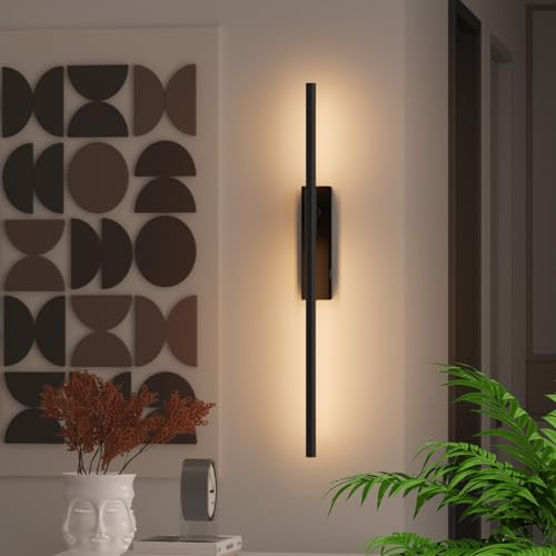 Coinmit LED dimmbare Wandlampe, Akku Wandleuchte, Schwarz Wandlampe, moderne Innenwandleuchte, kabellose Wandleuchte, aufladbare Wandlampe, geeignet für Innenräume, Wohnzimmer, Arbeitszimmer. von Coinmit