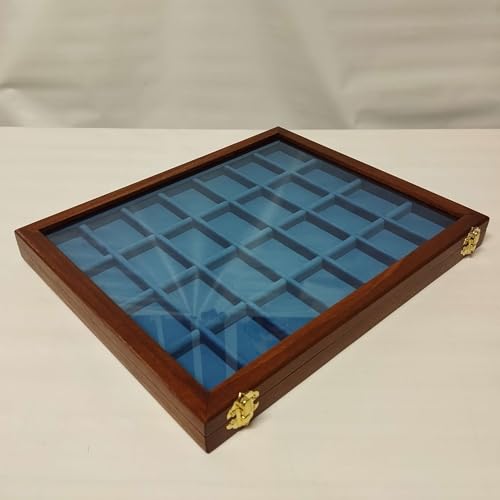 Coins&More Feuerzeugvitrine für Sammlerfeuerzeuge, ZIPPO (28ZIPPO-TUR), Holzfarben, Massivholz Toulipier und Birke, Klassisch, 29.5 x 29.5 x 3.5 cm von Coins&More