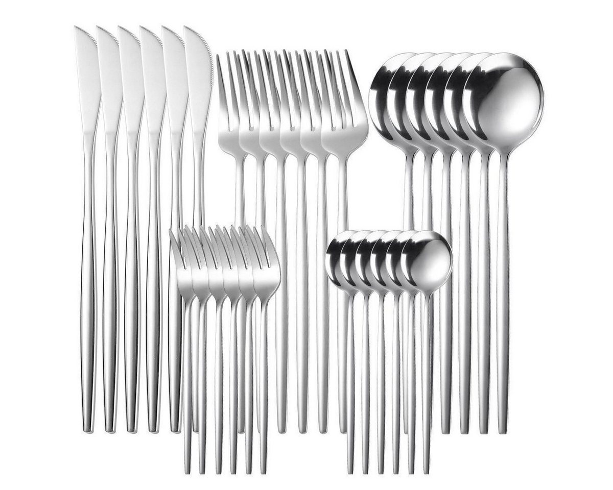 Coisini Besteck-Set 24/60tlg. Edelstahlbesteck Messer Gabel Löffel Set Spülmaschinenfest (60-tlg), 12 Personen, Edelstahl von Coisini