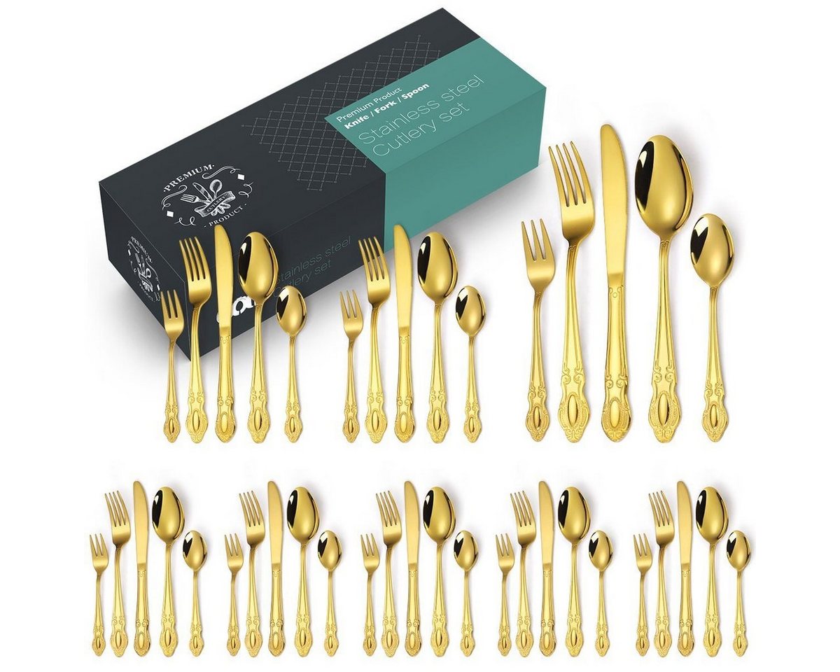 Coisini Besteck-Set 40teilig Elegant Besteck Set 8 Personen Luxury Royal poliert glänzend (40-tlg), 8 Personen, Edelstahl von Coisini