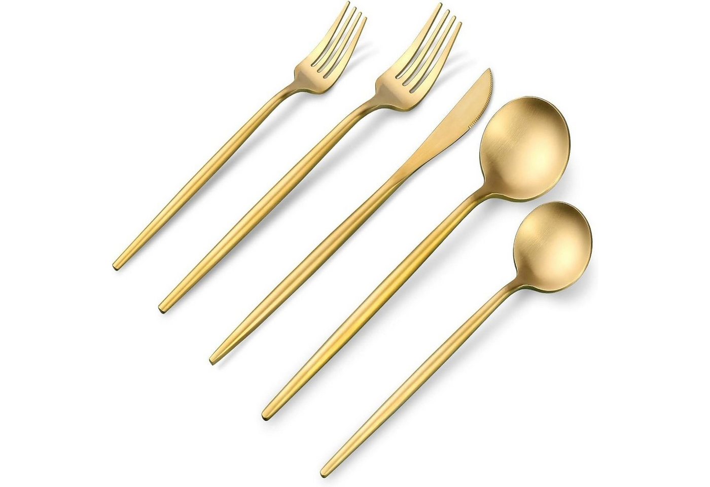 Coisini Besteck-Set 60tlg. Edelstahl Essbesteck für 12 Personen Spülmaschinenfes gold (60-tlg), 12 Personen, Edelstahl von Coisini