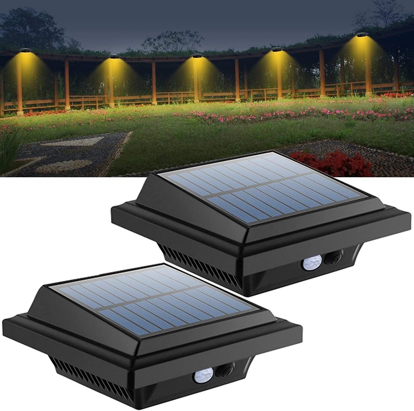 Coisini LED Dachrinnenleuchte 2Stück 40LEDs Dachrinnen Solarleuchten Wegeleuchte für Haus, Zaun, Bewegungsmelder von Coisini