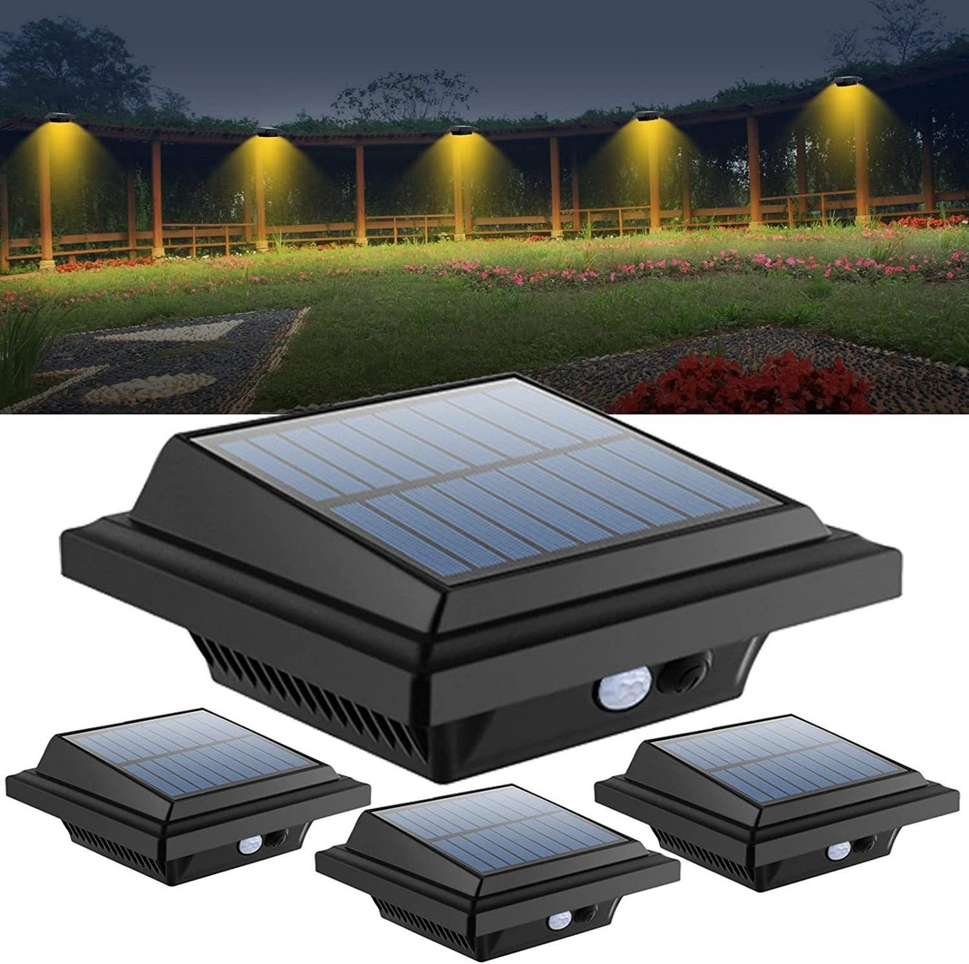 Coisini LED Dachrinnenleuchte 4Stück 40LEDs Dachrinnen Solarleuchten Wegeleuchte für Haus, Zaun, Bewegungsmelder von Coisini