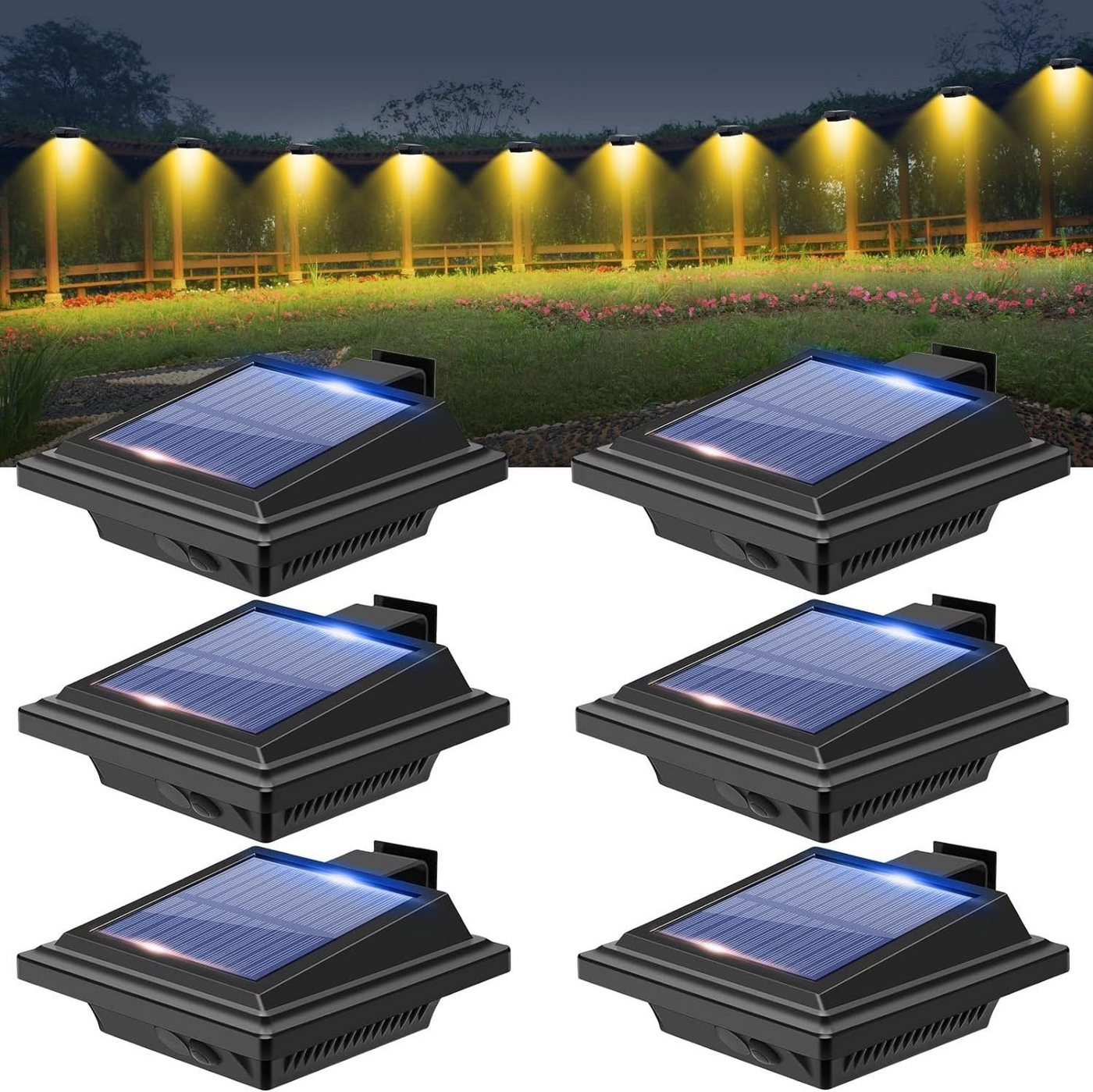 Coisini LED Dachrinnenleuchte 6Stk.40LEDs Dachrinnen Solarleuchten Lichtsensor Zaunlicht Wegeleuchte, Bewegungsmelder von Coisini
