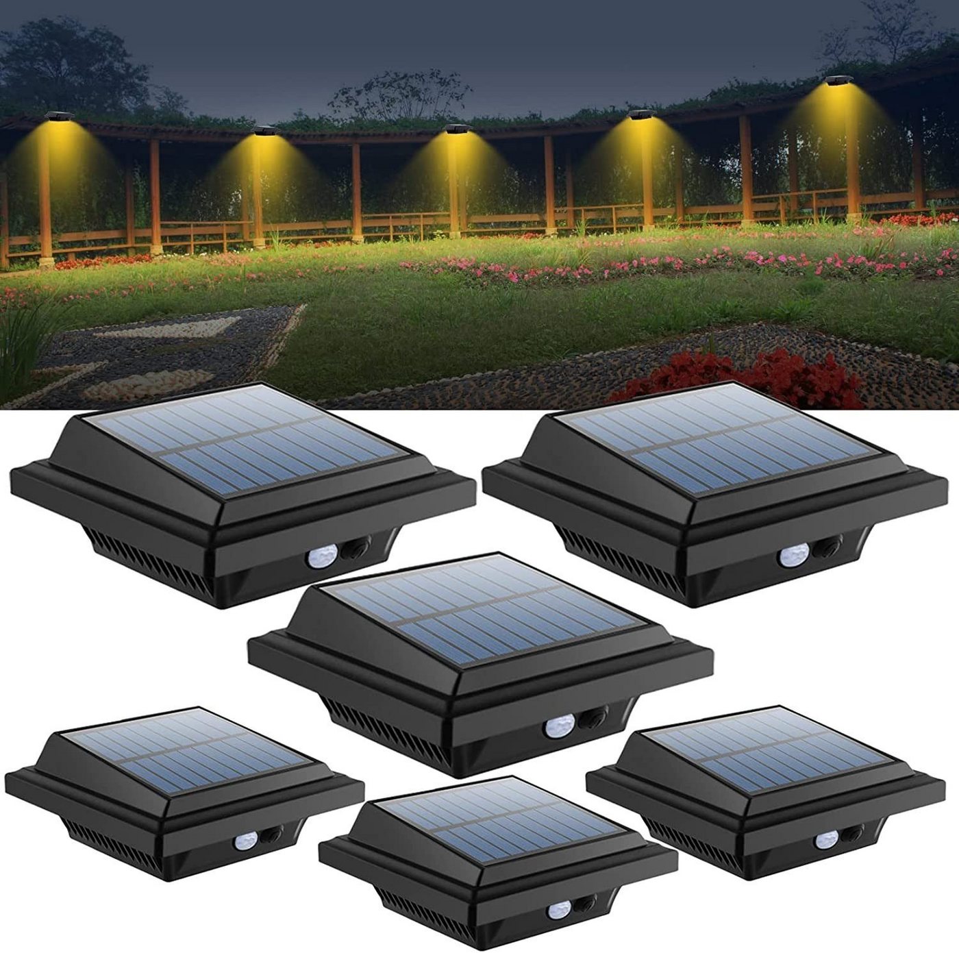 Coisini LED Dachrinnenleuchte 6Stück 40LEDs Dachrinnen Solarleuchten Wegeleuchte für Haus, Zaun, Bewegungsmelder von Coisini