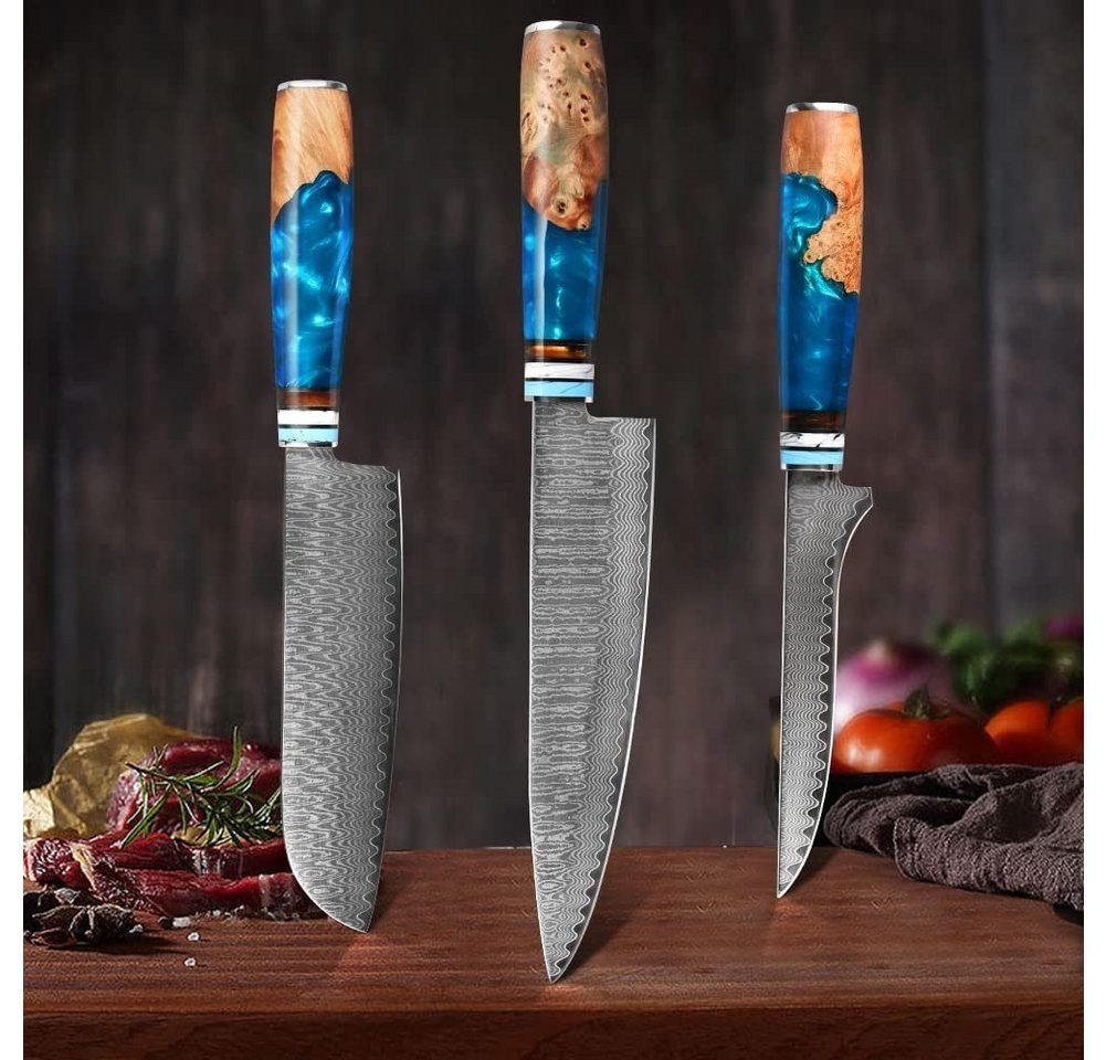 Coisini Messer-Set Damastmesser Damaststahl Küchenmesser Set Messer-Set (3-tlg) von Coisini