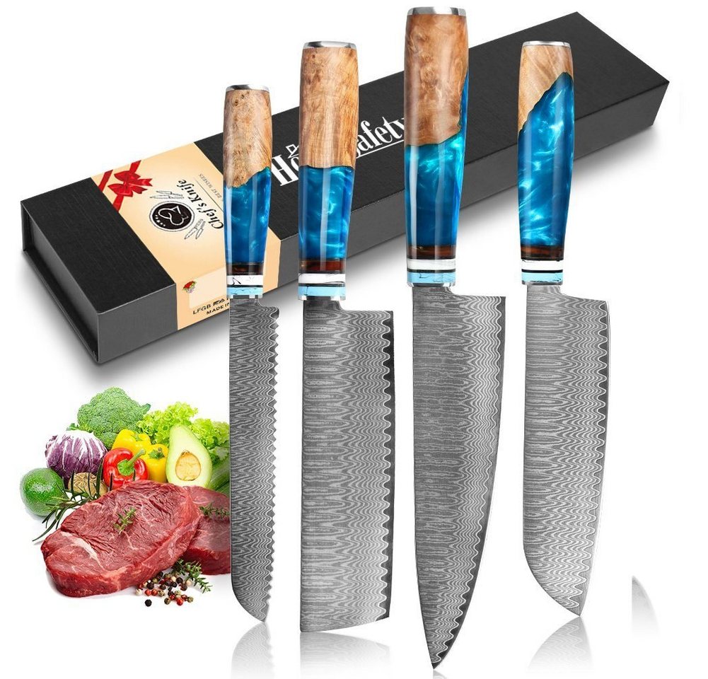 Coisini Messer-Set Damastmesser-set Damaststahl Küchenmesser (4-tlg) von Coisini