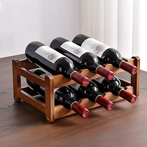 Cokritsm 6 Flaschen Weinregale Arbeitsplatte Bambus, kleine 2 Tiers Tabletop Weinlagerung Weinhalter für Pantry Cabinet Bar, Wohnkultur, Bar, Weinkeller von Cokritsm