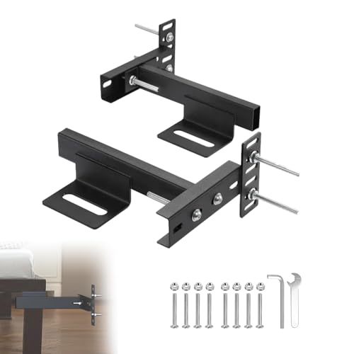 Cokritsm Verstellbare Kopfteilhalterungen Universal - Metall Bettgestell Montageset für Queen, King, Twin XL - Wandadapter Schwarz (2 Stück) - Wandmontage & Verlängerungsadapter von Cokritsm