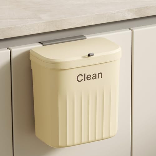 Cokshy Küchenmülleimer mit Deckel, 12 L Hängender Mülleimer Küche mit Deckel, Hängende Abfallsammler Kunststoff Mülleimer für Küche, Badezimmer, Schlafzimmer, Mülleimer, Wohnwagen, Wohnmobil (Cream) Cokshy Küchenmülleimer mit Deckel, 12 L Hängender Mülleimer Küche mit Deckel, Hängende Abfallsammler Kunststoff Mülleimer für Küche, Badezimmer, Schlafzimmer, Mülleimer, Wohnwagen, Wohnmobil (Cream) von Cokshy