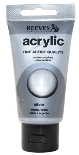 Reeves Acryl 75ml Silber Farbe hohe Pigmentierung und Farbbrillanz Farbkraft von Reeves