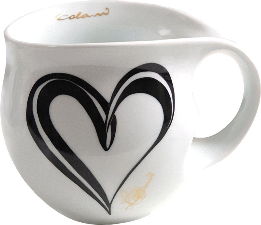 Colani Tasse Jumbotasse Große XXL Tasse Kaffeebecher XXL Heart Schwarz 600ml, Porzellan, Spülmaschinenfest, Signatur außen, Schriftzug innen, Geschenkkarton von Colani