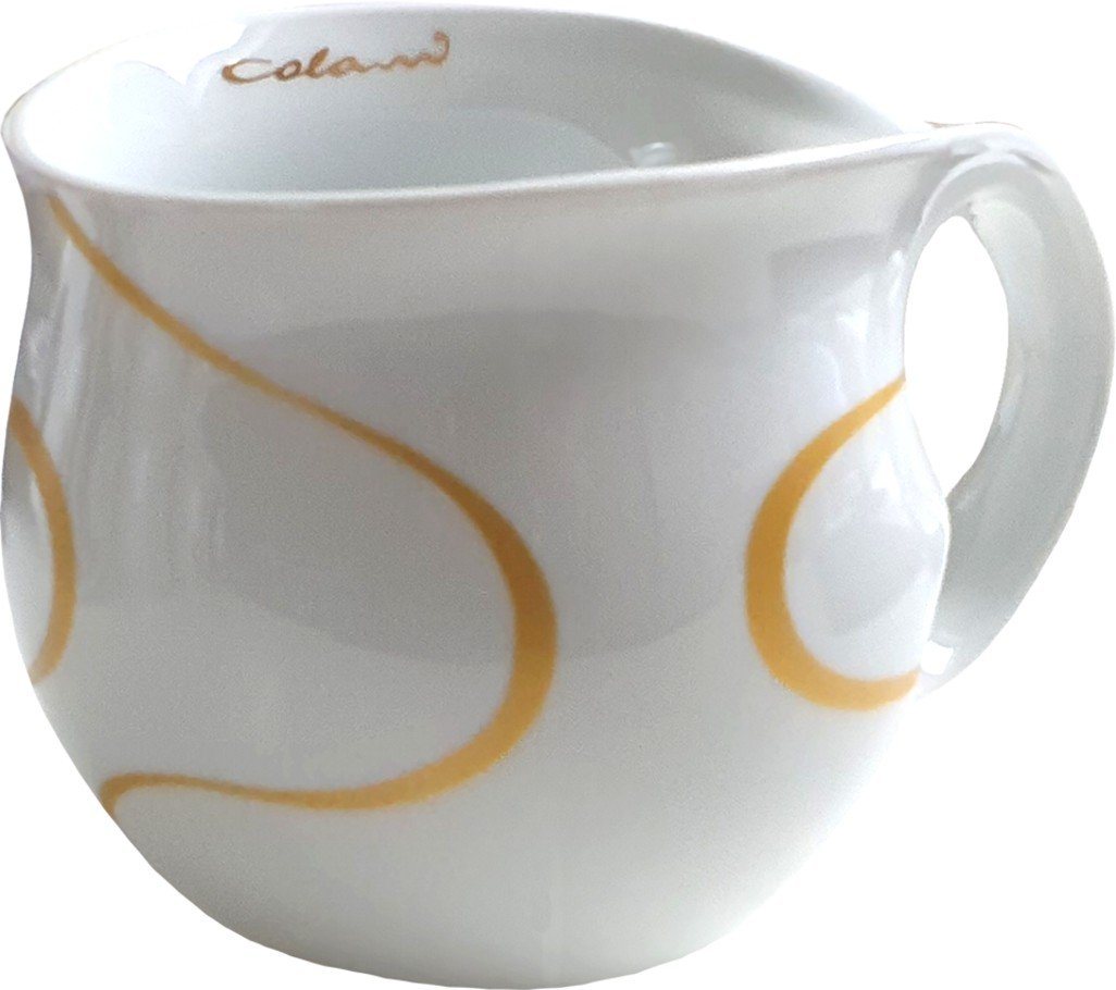 Colani Tasse Jumbotasse XXL Tasse Kaffeetasse Loop Gold 600ml, Porzellan, Spülmaschinenfest, Signatur außen, Schriftzug innen, Geschenkkarton von Colani