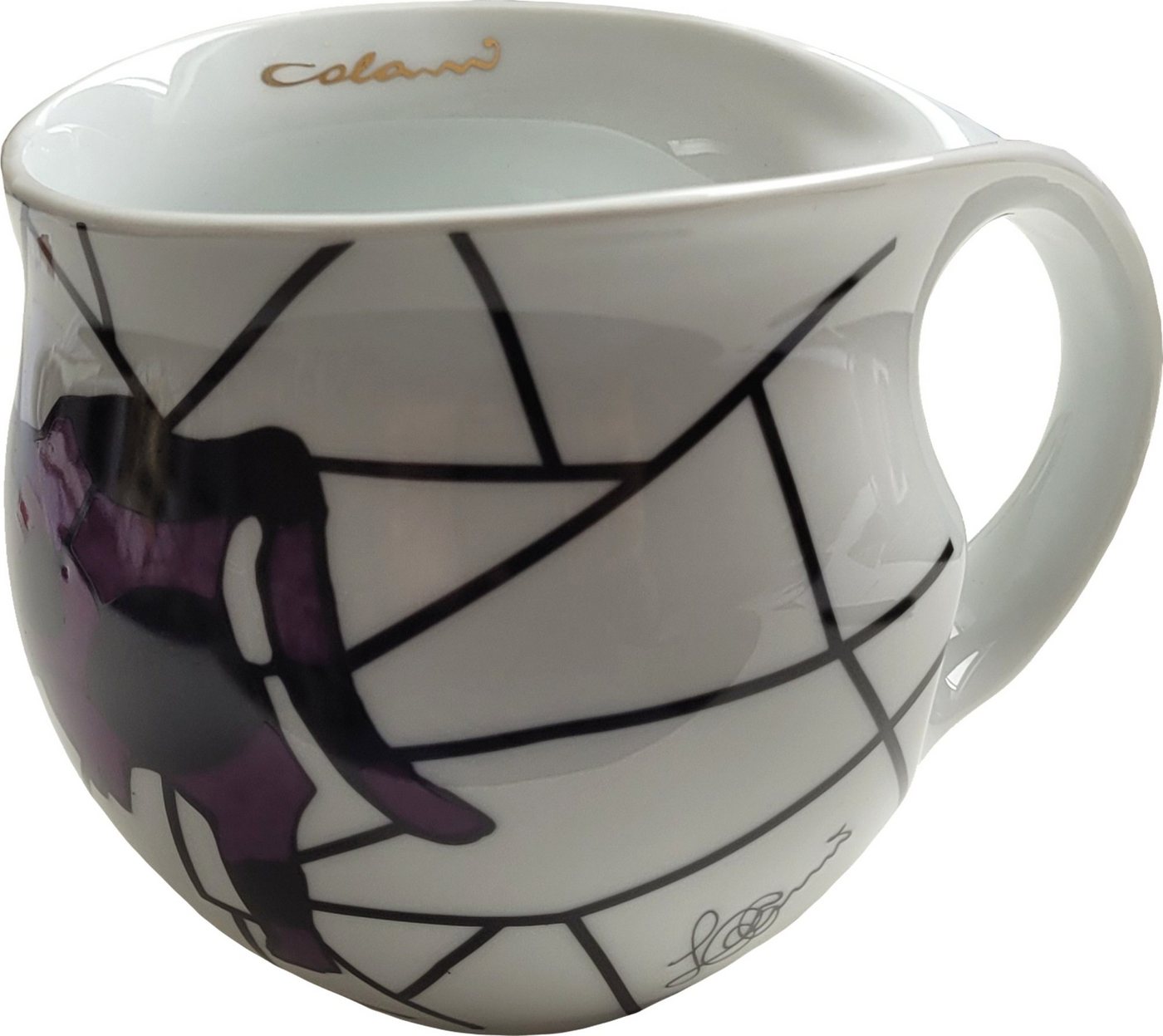 Colani Tasse Colani Jumbotasse Kaffeebecher XXL Tasse Cow Violet Schwarz 600 ml, Porzellan, im Geschenkkarton von Colani