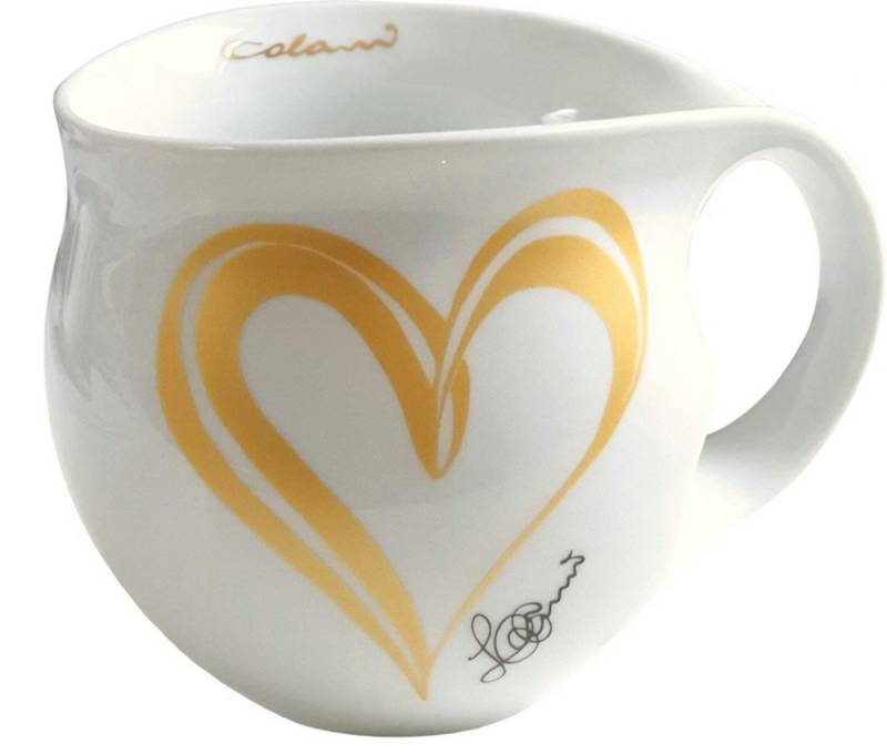 Colani Tasse Jumbotasse Kaffeeasse XXL Tasse Herz Gold 550ml, Porzellan, Spülmaschinenfest, Signatur außen, Schriftzug innen, Geschenkkarton Colani Tasse Jumbotasse Kaffeeasse XXL Tasse Herz Gold 550ml, Porzellan, Spülmaschinenfest, Signatur außen, Schriftzug innen, Geschenkkarton von Colani