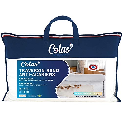 Colas Normand Nackenrolle, rund, Anti-Staubmilben, 21 x 90 cm, inspiriert von Pflanzen, perfekte Hygiene, weich, aufblasbar, widerstandsfähig, waschbar, langanhaltender Schutz von COLAS NORMAND