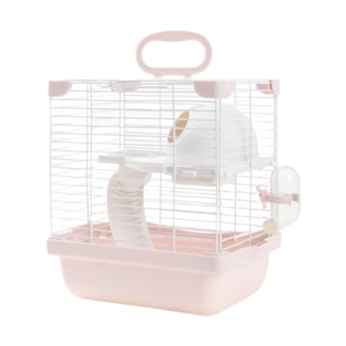 Colcolo 2 Schichten Hamsterlebensräume Cage 19x23x28cm für Mäuse -Rennmäuse mit Einer abnehmbaren Bottomschale Multifunktional tragbar, Rosa von Colcolo