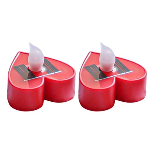 Colcolo 2 stück Solar Kerze Licht Umgebungs Licht Dekorative Simulation Urlaub Flammenlose wasserdichte Dekorative Lampe Solar Tee Lichter, Herz Rote Beleuchtung von Colcolo