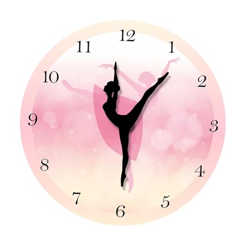 Colcolo 30 cm große Prinzessin-Pink-Ballerina-Wanduhr, batteriebetrieben, präzises Uhrwerk, Acrylmaterial für stilvolles Esszimmer von Colcolo