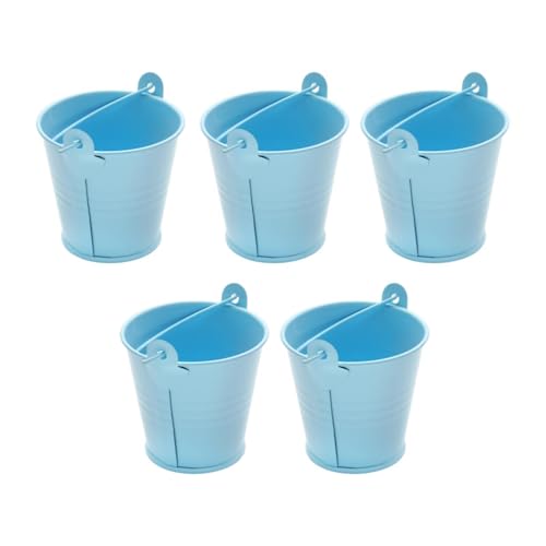 Colcolo 5X Kleine Metalleimer Eiskübel mit Griff Party Favors Container Tragbarer Eimer Rustikales Handwerk Robuste Süßigkeiten Metallvasen, Blau von Colcolo