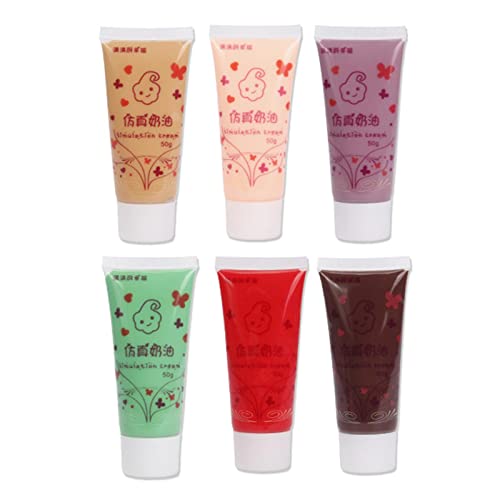 Colcolo 6X Simulation Schlagsahne-Kleber-Set DIY Handyhülle Basteln Weicher Ton Dekoration Gemischte Farben Creme-Kleber zum Formen von Schmuckherstellung, Stil b von Colcolo