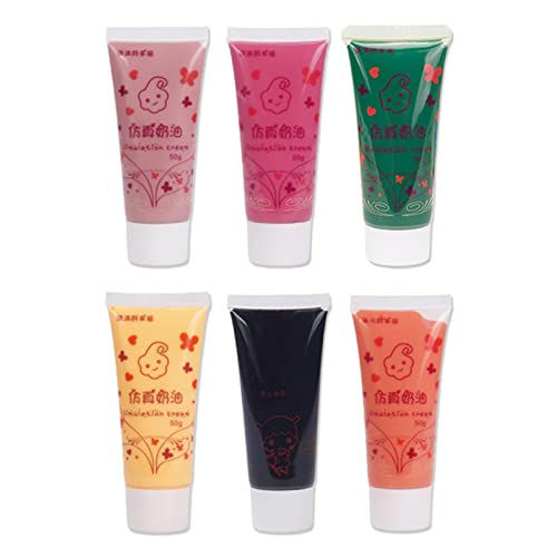 Colcolo 6X Simulation Schlagsahne-Kleber-Set DIY Handyhülle Basteln Weicher Ton Dekoration Gemischte Farben Creme-Kleber zum Formen von Schmuckherstellung, Stil d von Colcolo