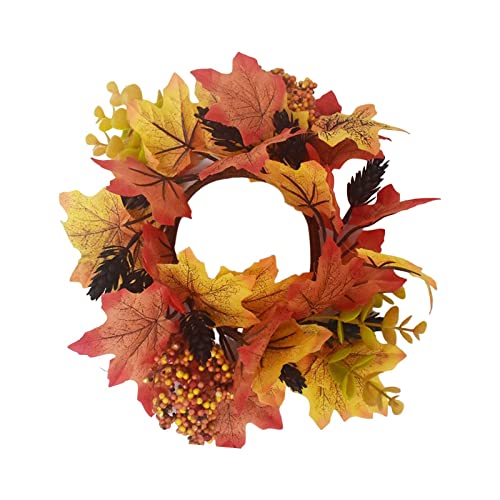 Colcolo 9,84 Ahornblätter Kranz Elegante Kerzene Herbstkranz Kerzene Kranz für Hochzeit Tür Tischplatte, Stil A von Colcolo