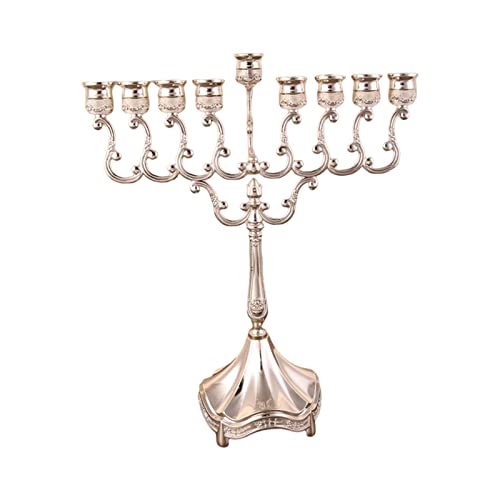Colcolo 9 Zweige Kerzenhalter Tischleuchter Kerzenständer Kandelaber Hanukkah Menorah für Wohnzimmer Weihnachtsveranstaltung Dekoration Ornament, Argent von Colcolo