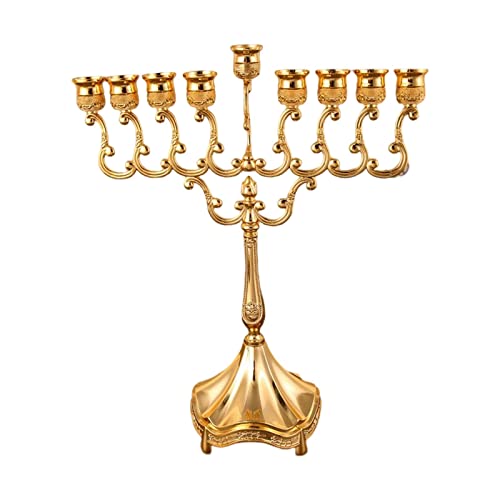 Colcolo 9 Zweige Kerzenhalter Tischleuchter Kerzenständer Kandelaber Hanukkah Menorah für Wohnzimmer Weihnachtsveranstaltung Dekoration Ornament, golden von Colcolo