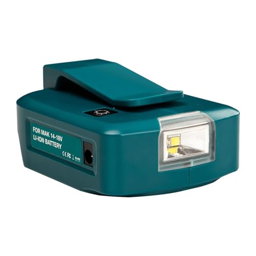 Colcolo ADP05 USB-Adapter mit LED-Arbeitsleuchte für 14–18 V, kompakter, robuster, tragbarer 12-V-DC-Anschluss-Stromquellenkonverter von Colcolo